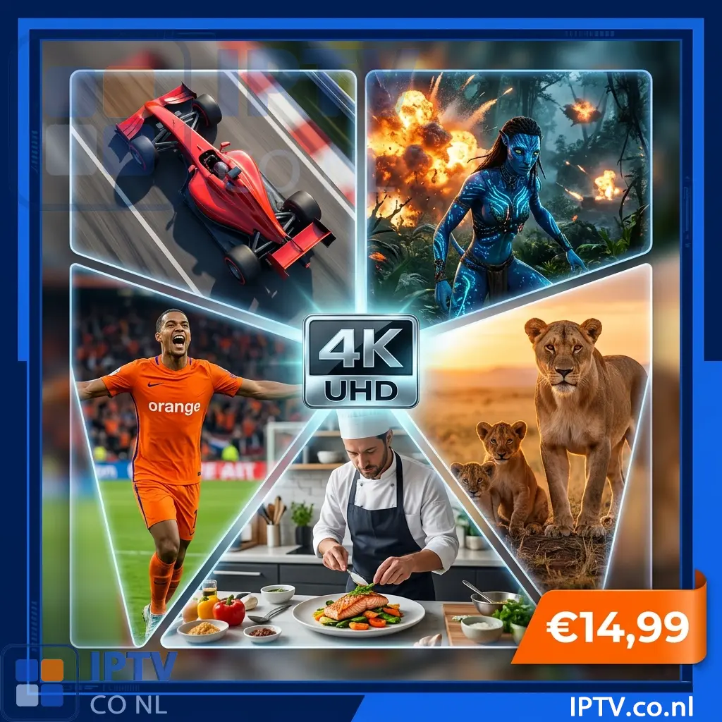 4K IPTV 1 maand abonnement van IPTV Nederland met sport, films en series in 4K