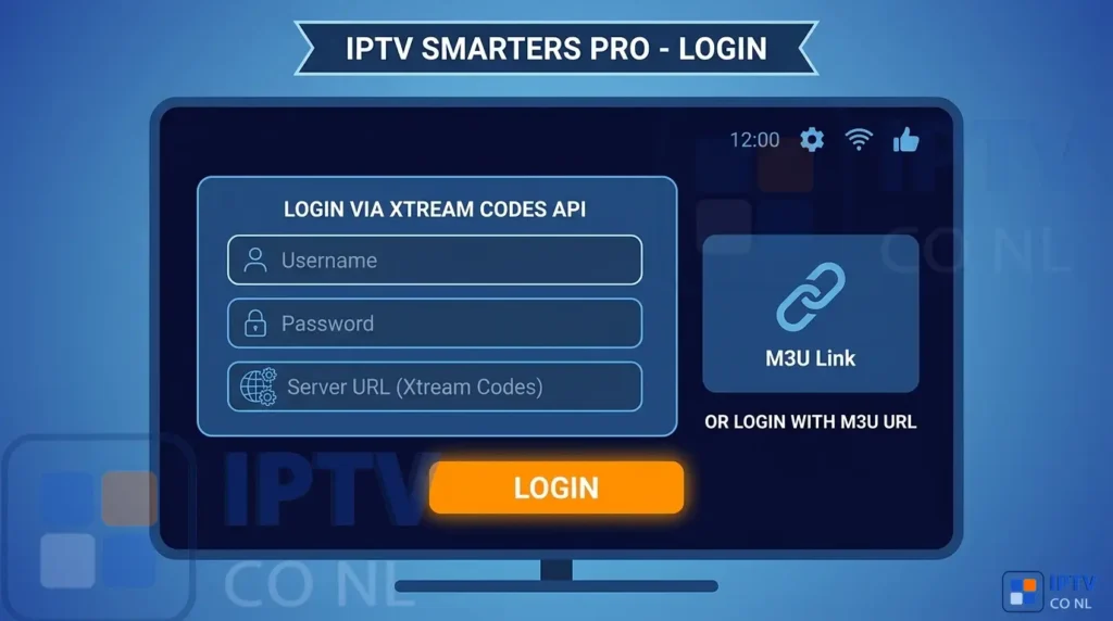 iptv smarters pro inloggen met xtream codes of m3u link